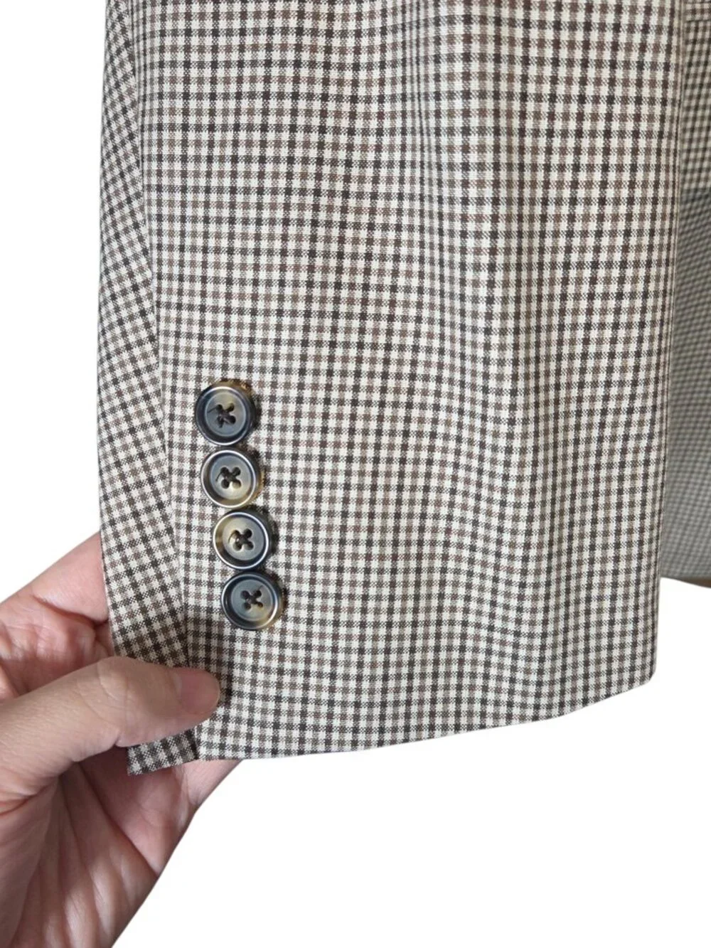 Brooks Brothers 1818 Madison Blazer Brown Gingham Plaid Silk Wool Sport Coat 46R